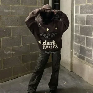 Broken “Bat Foaming Print” Hoodie – Black