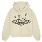 Broken Planet Market Outer Space Zip Up Hoodie White