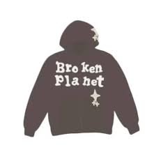 Broken Planet Market Star Zip Up Hoodie Brown